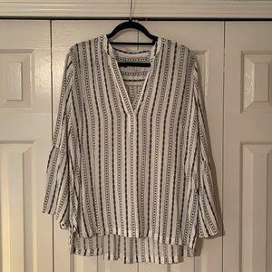 Black and white patterned LOFT blouse